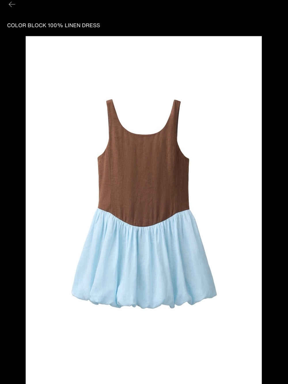 Zara Brown and Light Blue Color Block Linen Kids Dress